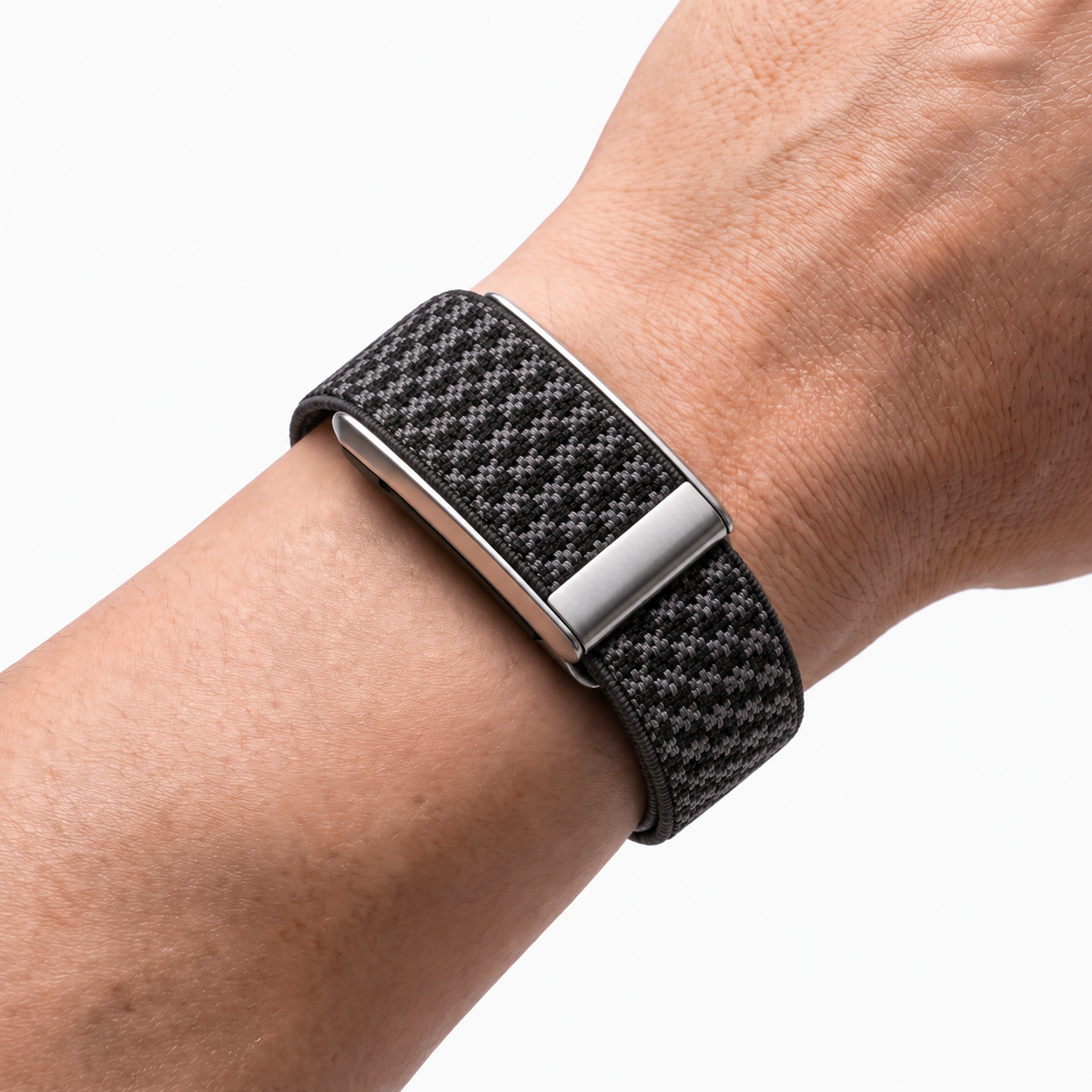 Cashmere Band Charcoal Silver — worn on wrist