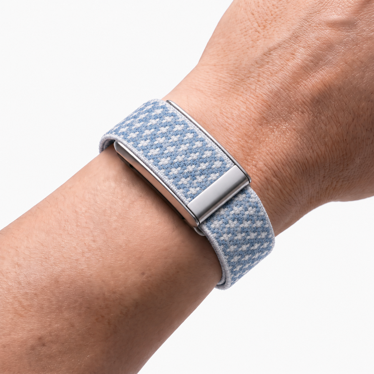 Cashmere Band Sky Silver — worn on wrist