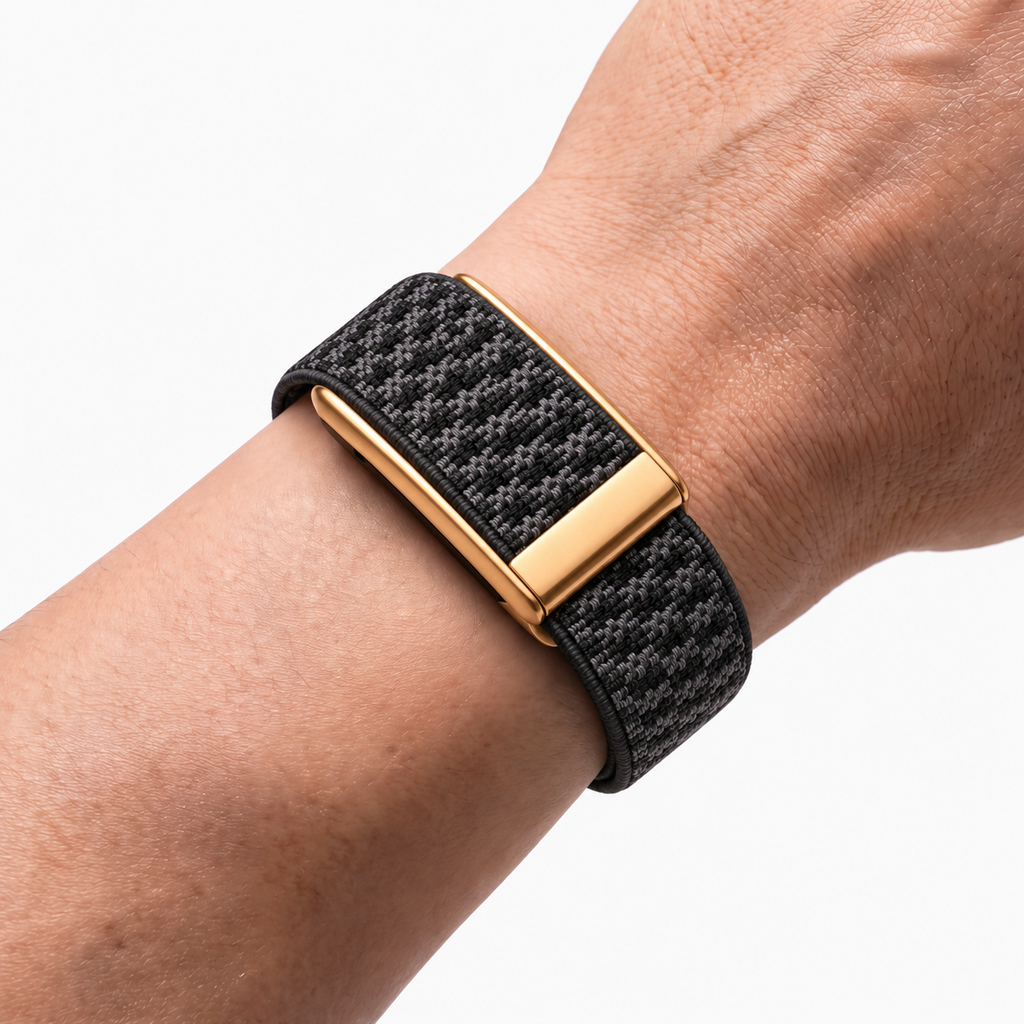 Cashmere Band Charcoal Rose — worn on wrist