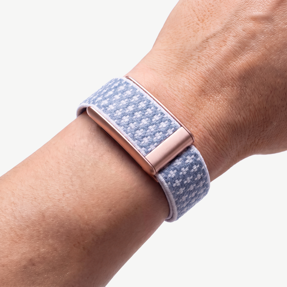 Cashmere Band Sky Rose — worn on wrist