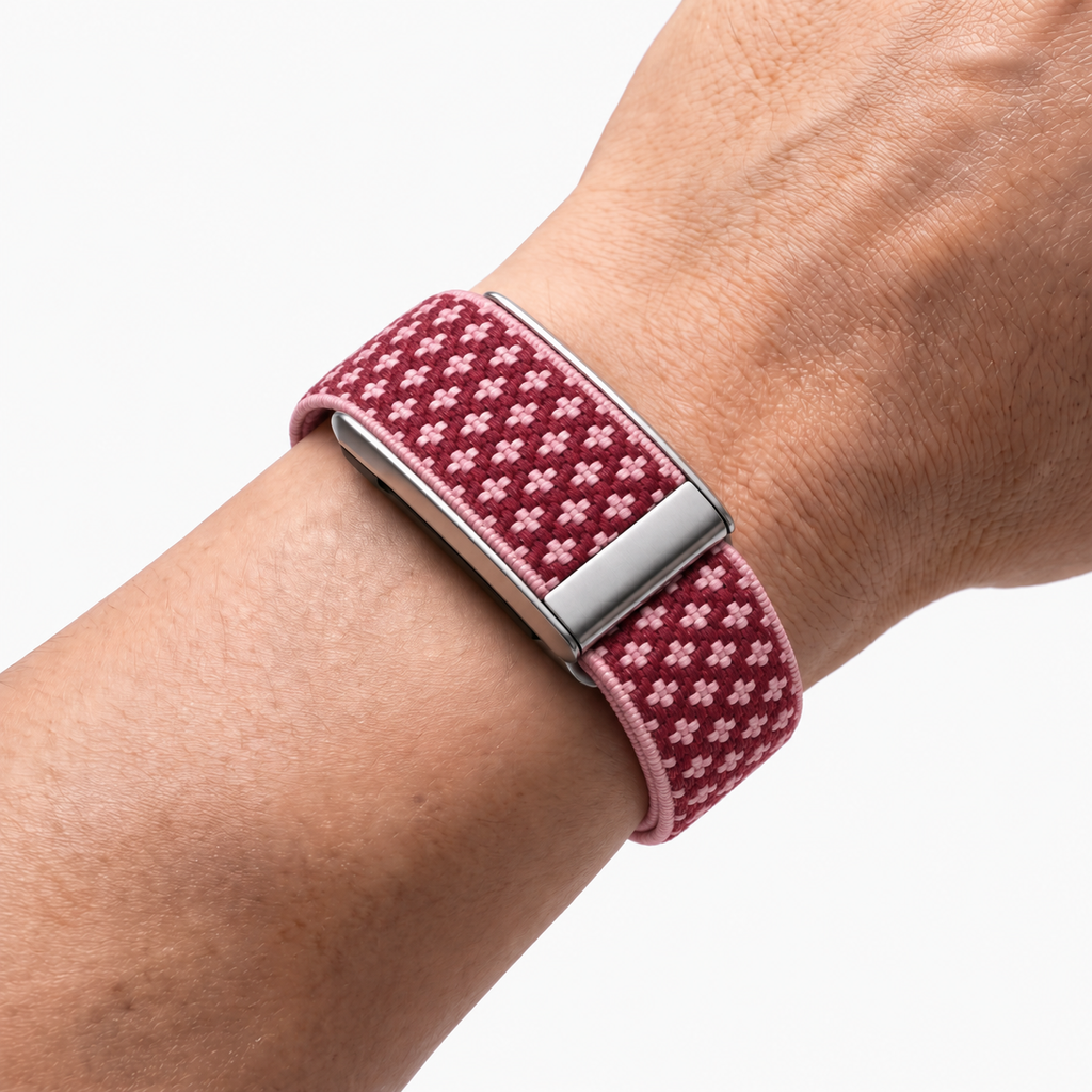 Cashmere Band Red Silver — worn on wrist
