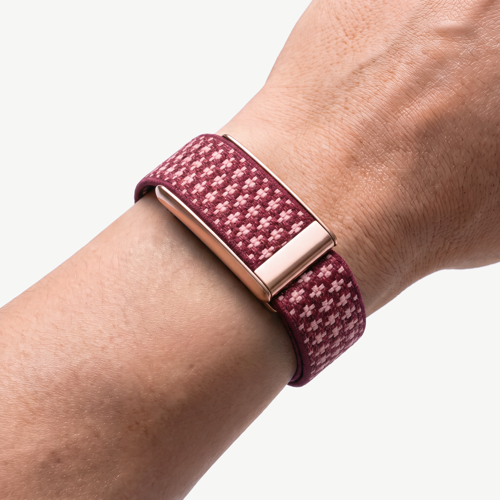 Cashmere Band Red Rose — worn on wrist