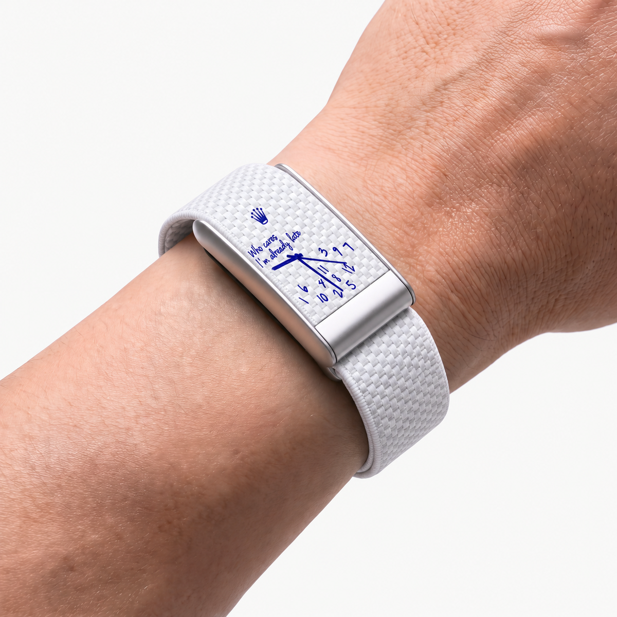 Overtime Print Band Snow — worn on wrist