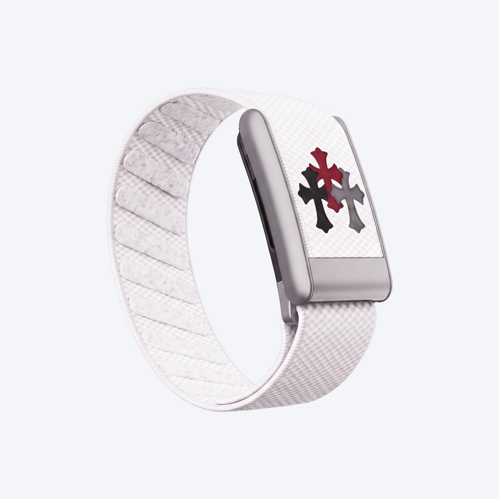Cross Print Band White — front view