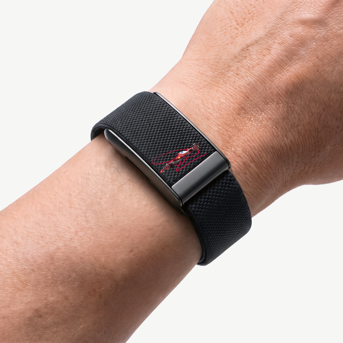 Circuit Print Band Black — worn on wrist