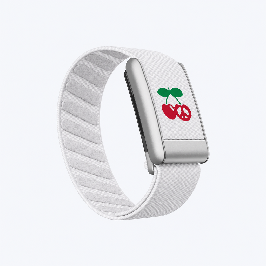 Cherry Print Band White — front view