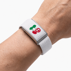 Cherry Print Band White — worn on wrist