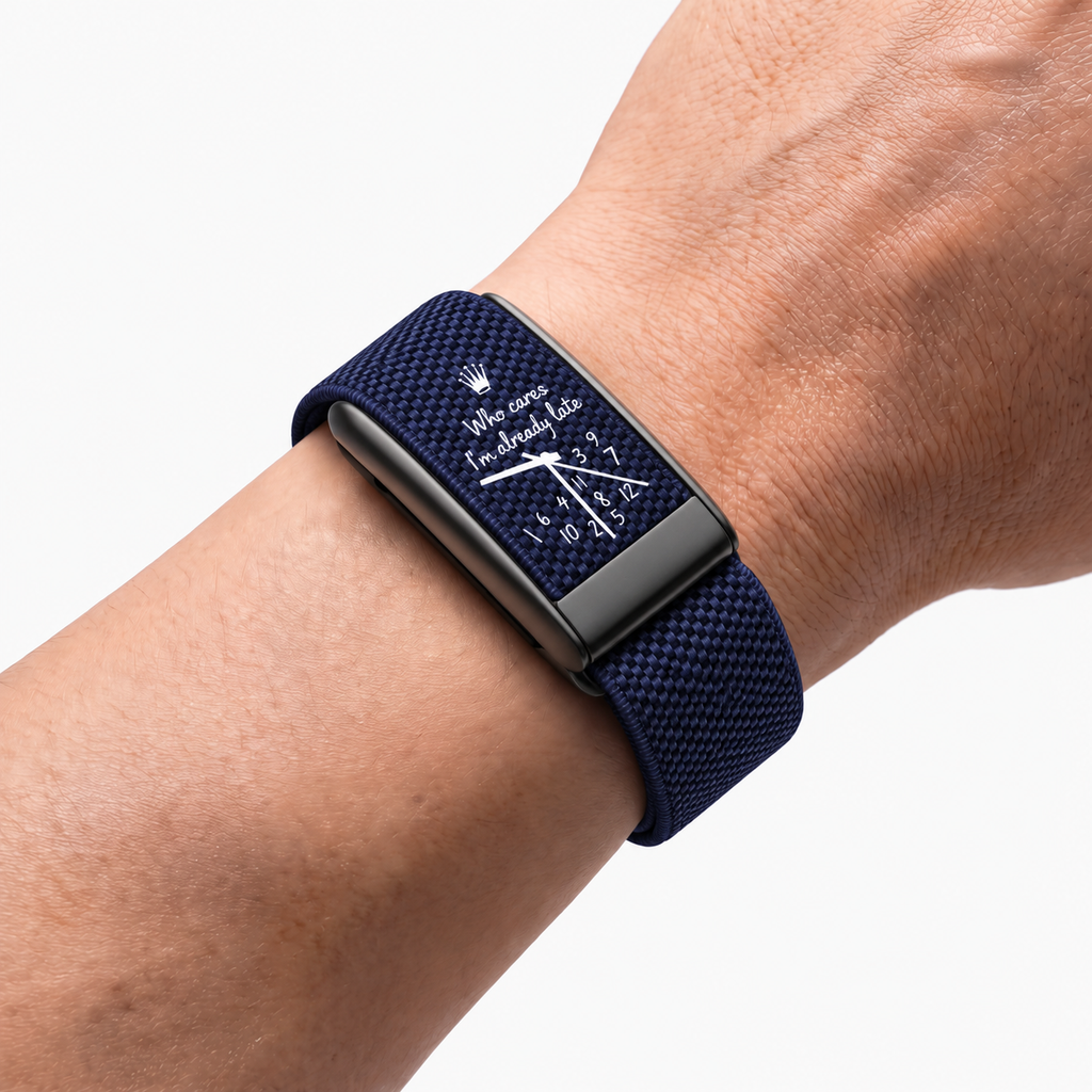Overtime Print Band Navy — worn on wrist