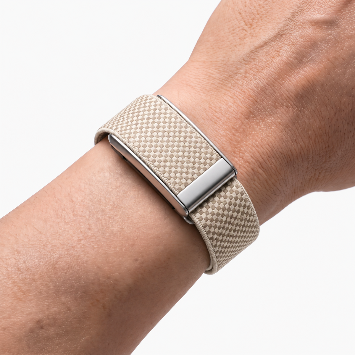 GripLoop Band Dune Silver — worn on wrist