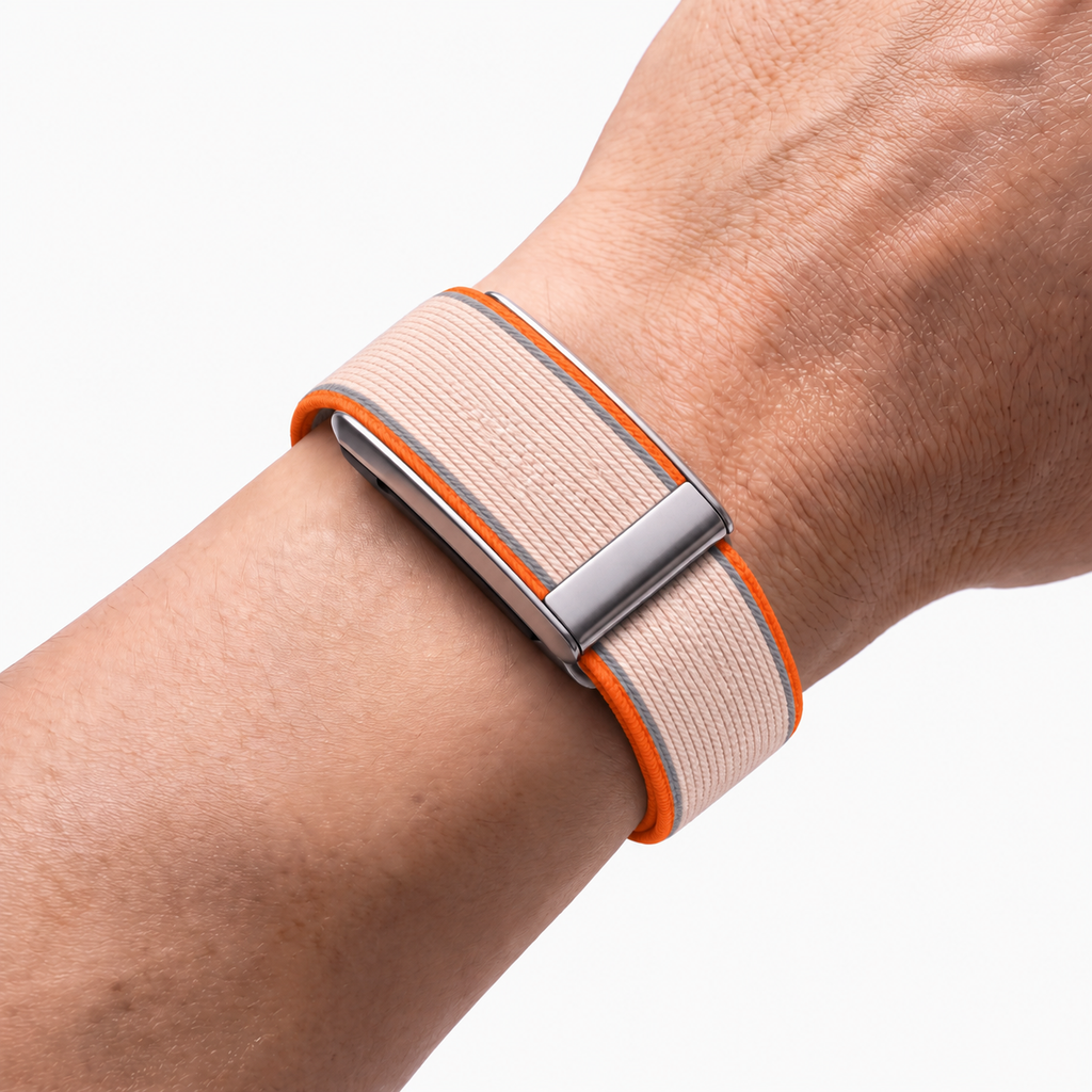 EdgeStitch Band Sunrise Silver — worn on wrist