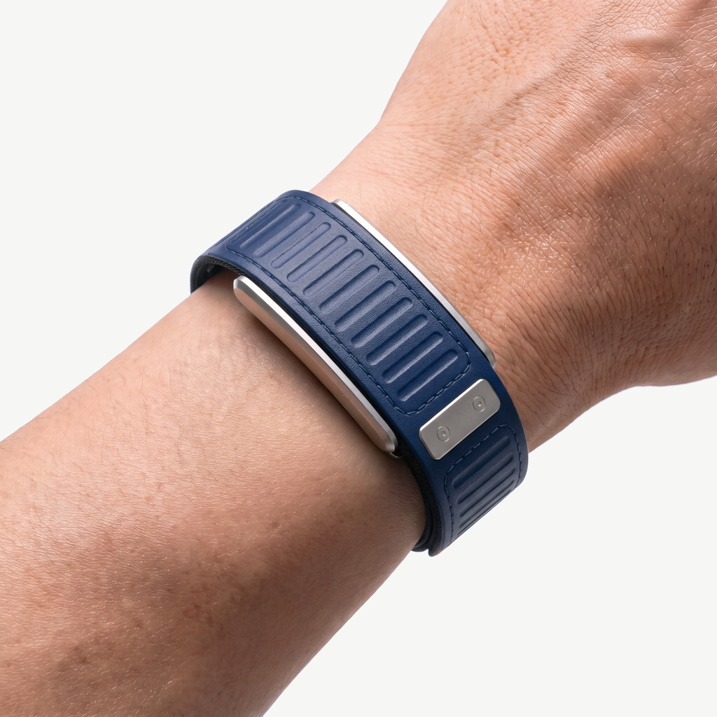 Summit Band Navy — worn on wrist