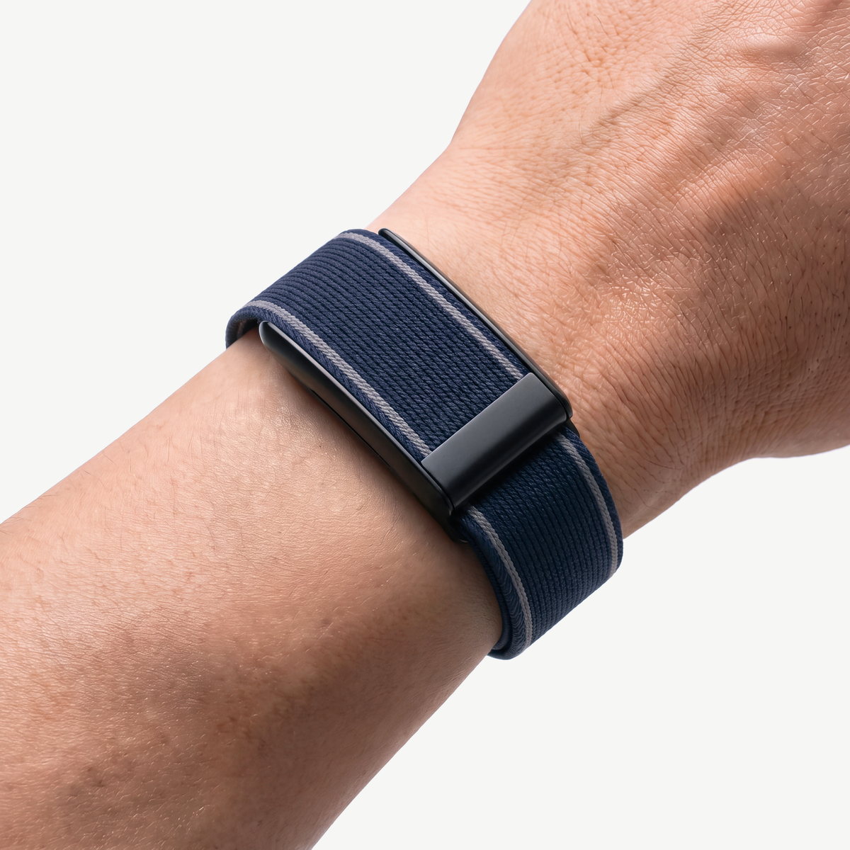 EdgeStitch Band Midnight Noir — worn on wrist