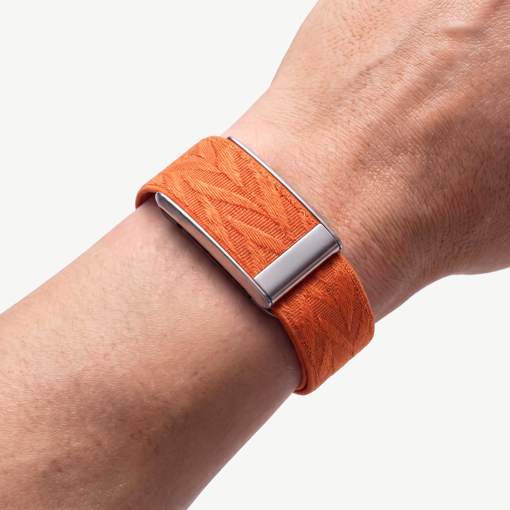 Chevron Band Flare Silver — worn on wrist