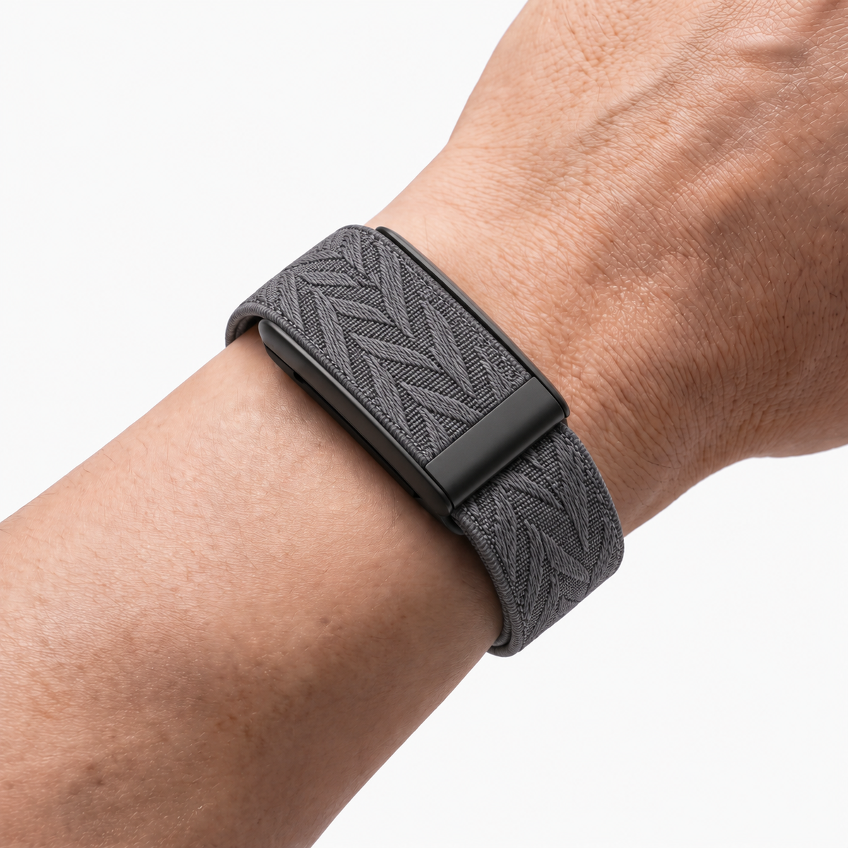 Chevron Band Grey Noir — worn on wrist