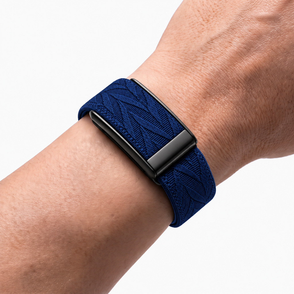 Chevron Band Midnight Noir — worn on wrist