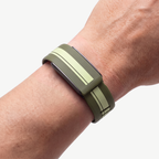 RaceStripe Band Forest Noir — worn on wrist
