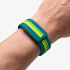 RaceStripe Band Teal Noir — worn on wrist