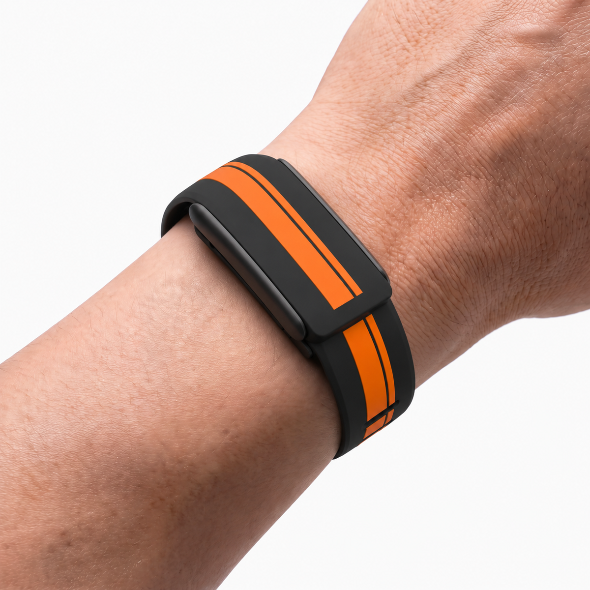 RaceStripe Band LeMans Noir — worn on wrist