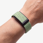 KnitLoop Band Lime — worn on wrist