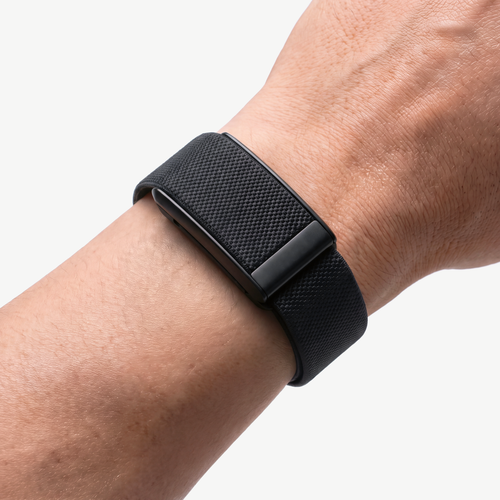 KnitLoop Band Black — worn on wrist