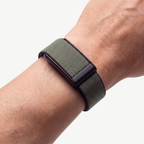 KnitLoop Band Sage — worn on wrist