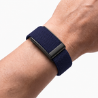 KnitLoop Band Navy — worn on wrist