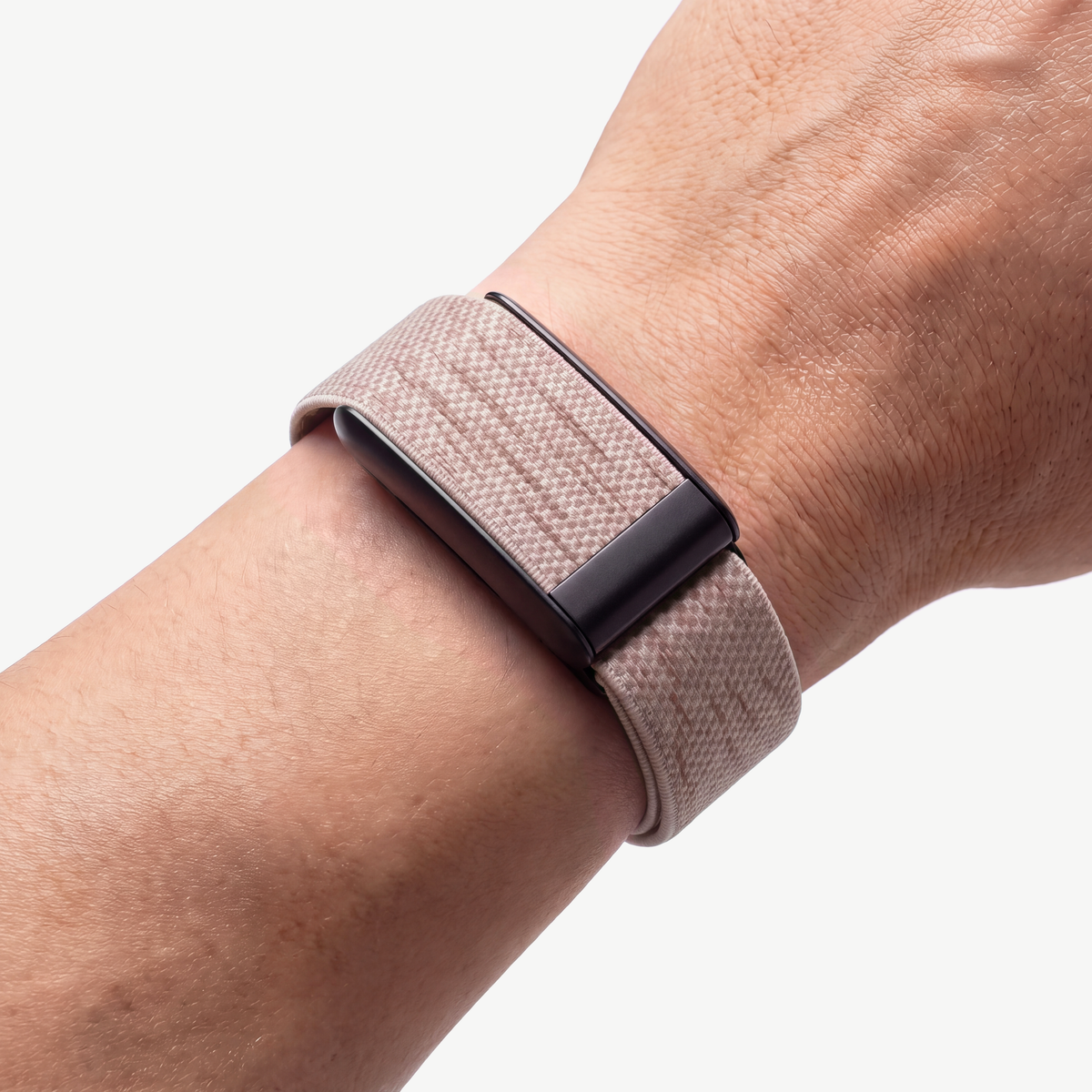 KnitLoop Band Rosewood — worn on wrist
