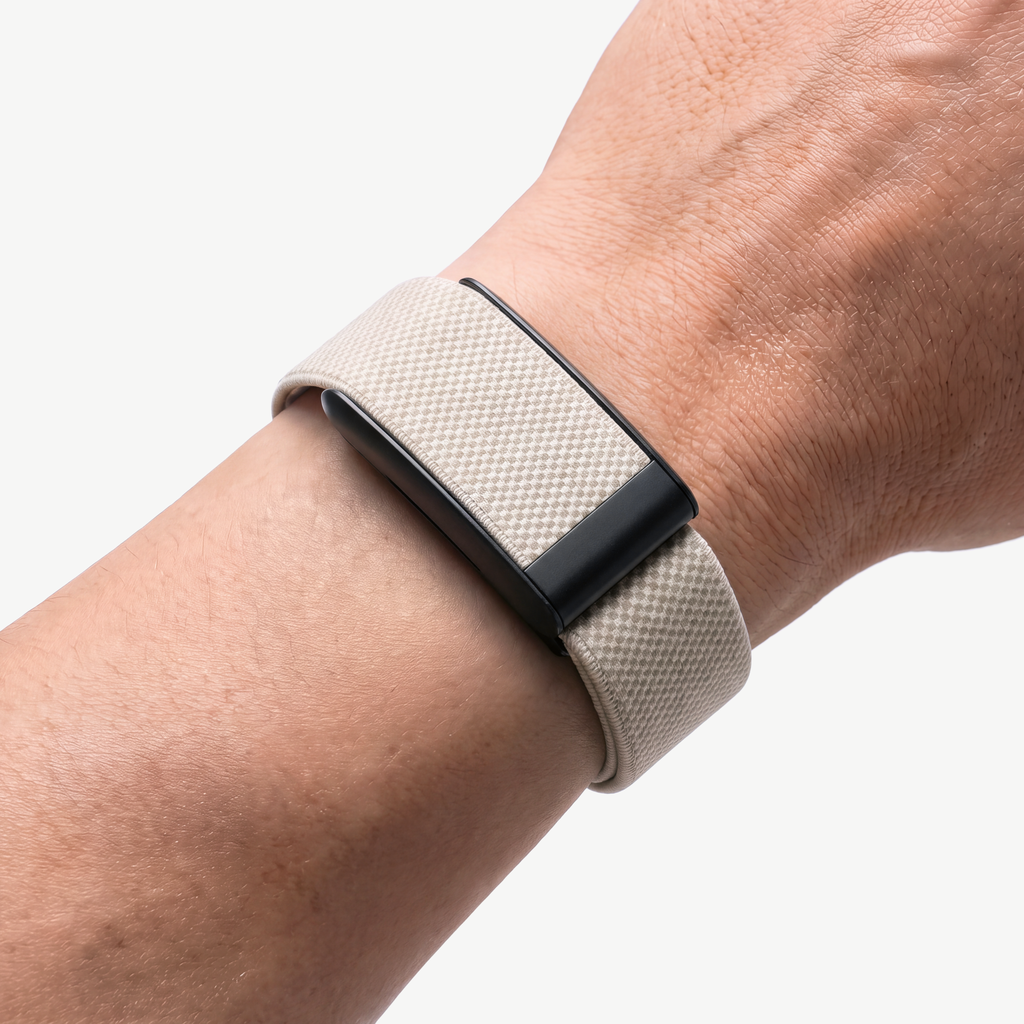 KnitLoop Band Stone — worn on wrist