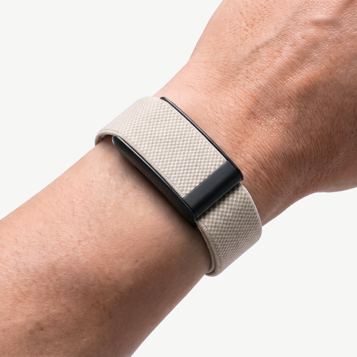 KnitLoop Band Stone — worn on wrist