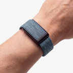 KnitLoop Band Azure — worn on wrist