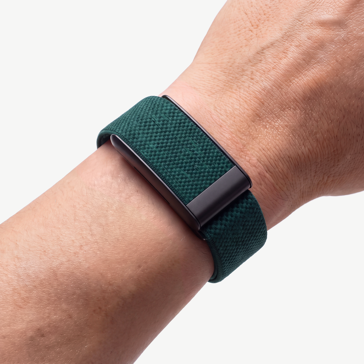 KnitLoop Band Fir — worn on wrist
