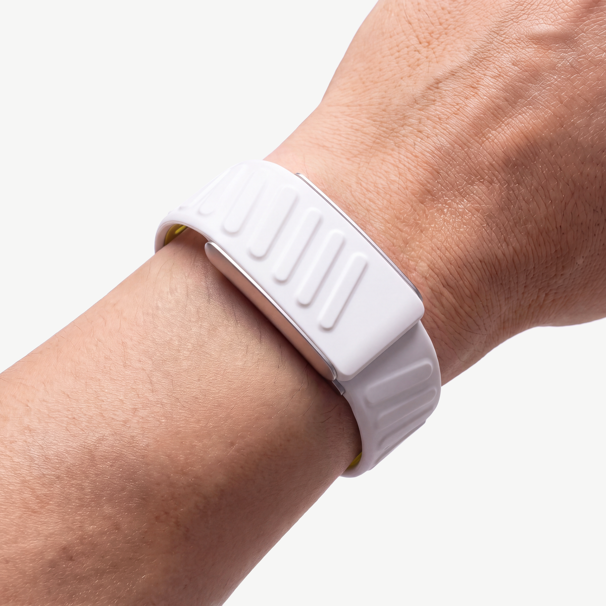 ChannelFlex Band Citrus Silver — worn on wrist