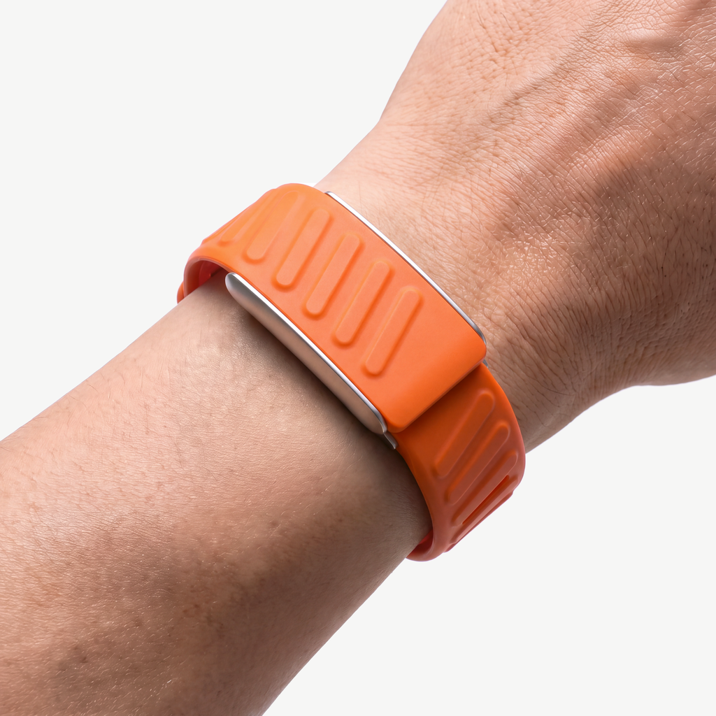 ChannelFlex Band Flare Silver — worn on wrist