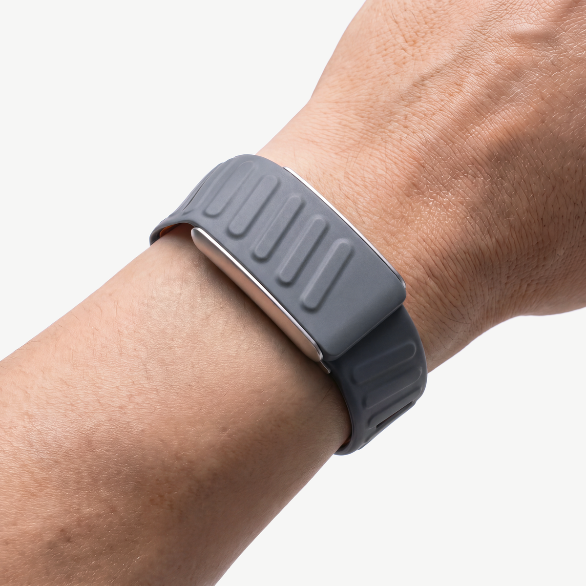 ChannelFlex Band Ember Silver — worn on wrist