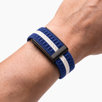 StripeLoop Band Marine Noir — worn on wrist